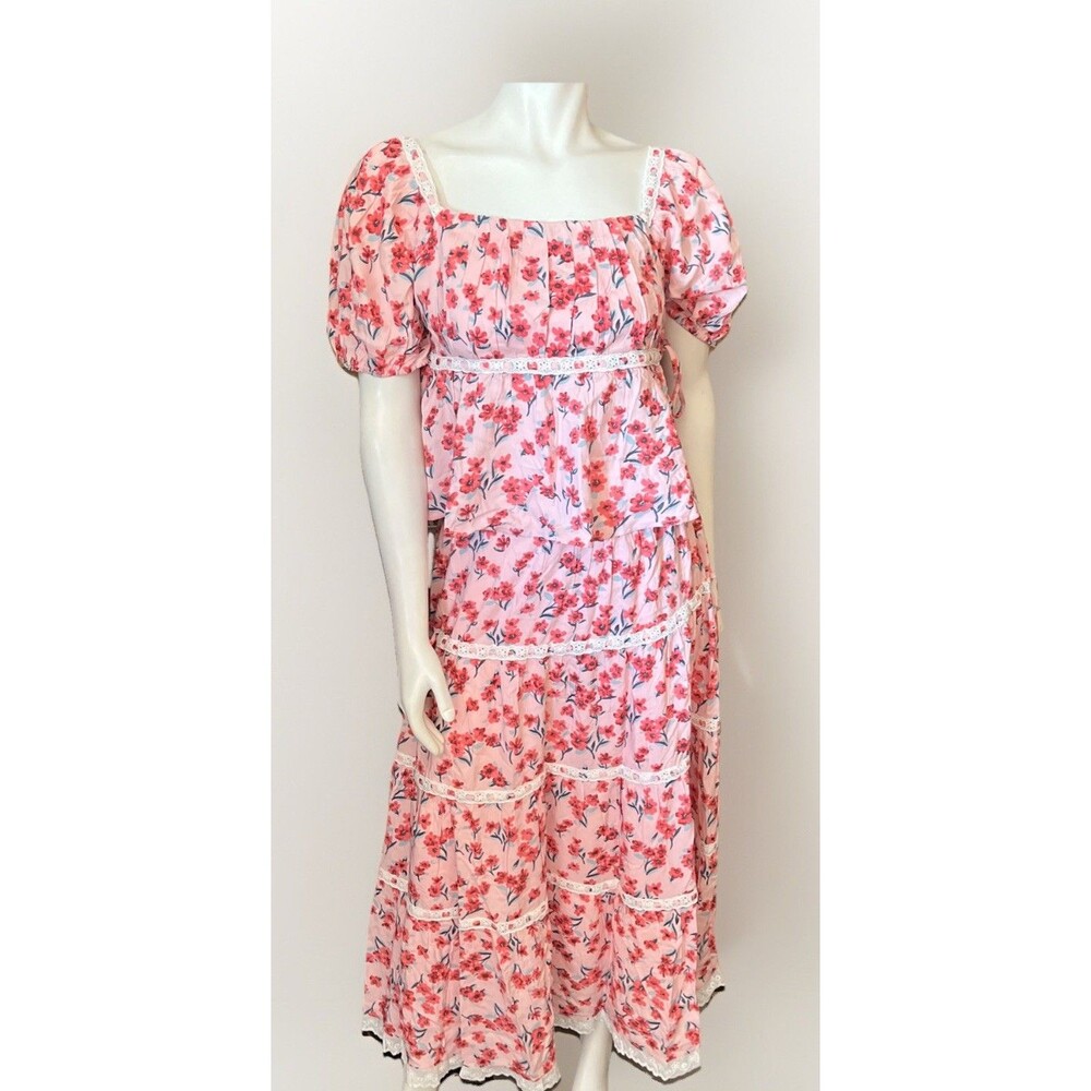 Listicle Pink Floral 2 Piece Maxi Skirt Set NWT Size Large